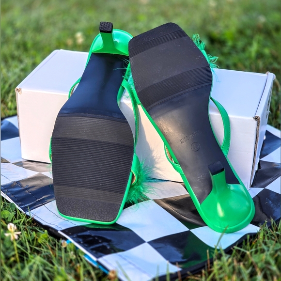 Enelauge Feather Square Toe Kitten Heel Green Sz.45 (W11-13,M11-12) - Picture 5 of 8